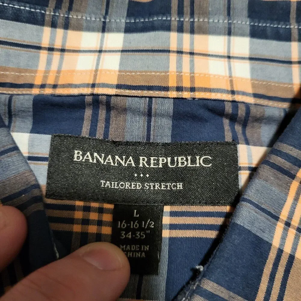 Banana Republic Mens Tailored Stretch Fit Long Sleeve Button Up Shirt Size Large